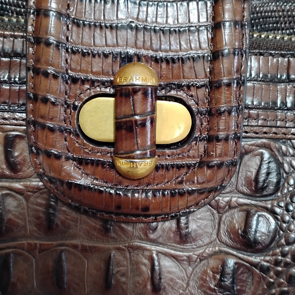 Vintage Brahmin Brown Pecan Melbourne Crossbody Leather String Wallet Organizer - Picture 3 of 13